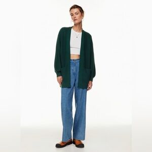 WILFRED FREE ARITZIA UNWIND MERINO WOOL CARIDGAN SIZE MEDIUM FOREST GREEN